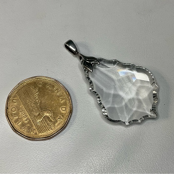 Vintage Sterling Silver Cut Crystal Pendant for Necklace - Picture 3 of 8